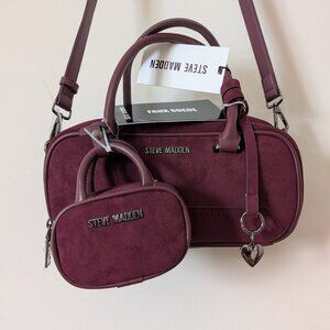 FAUX SUEDE CROSSBODY SATCHEL. NWT